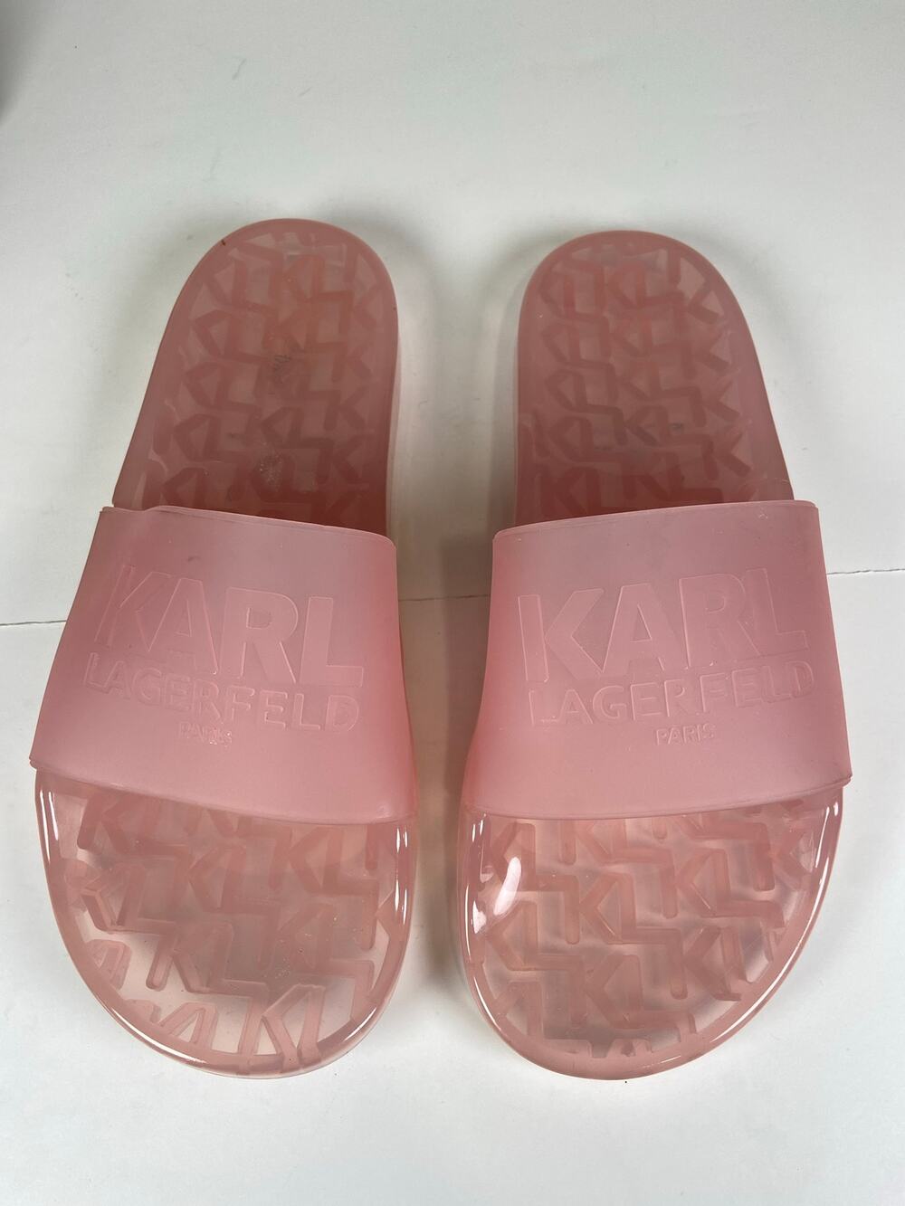 Karl Lagerfeld Pink Transparent Jelly Slides Size 10